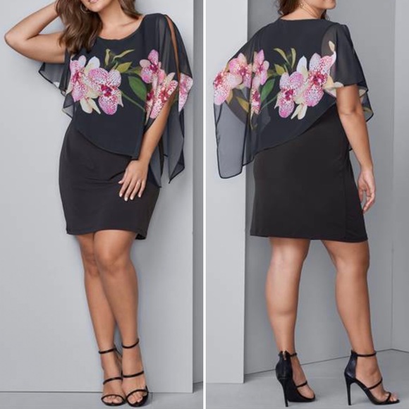 Floral Asymmetrical Overlay Sleeveless Dress - Picture 6 of 8